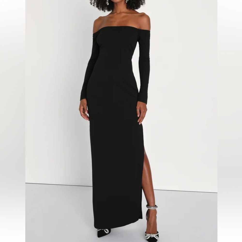 Lulus Stunning Excellence Black off-the-shoulder Maxi Dress